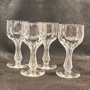 Vintage Bryce Bros Hollow Stemmed 1920 Crystal Wine Glasses x 4 Cocktail Coupe